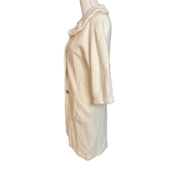 Semantiks Womens Snap Button Sweater Duster 3/4 Sleeve Pockets Size XS Cream - Picture 4 of 13